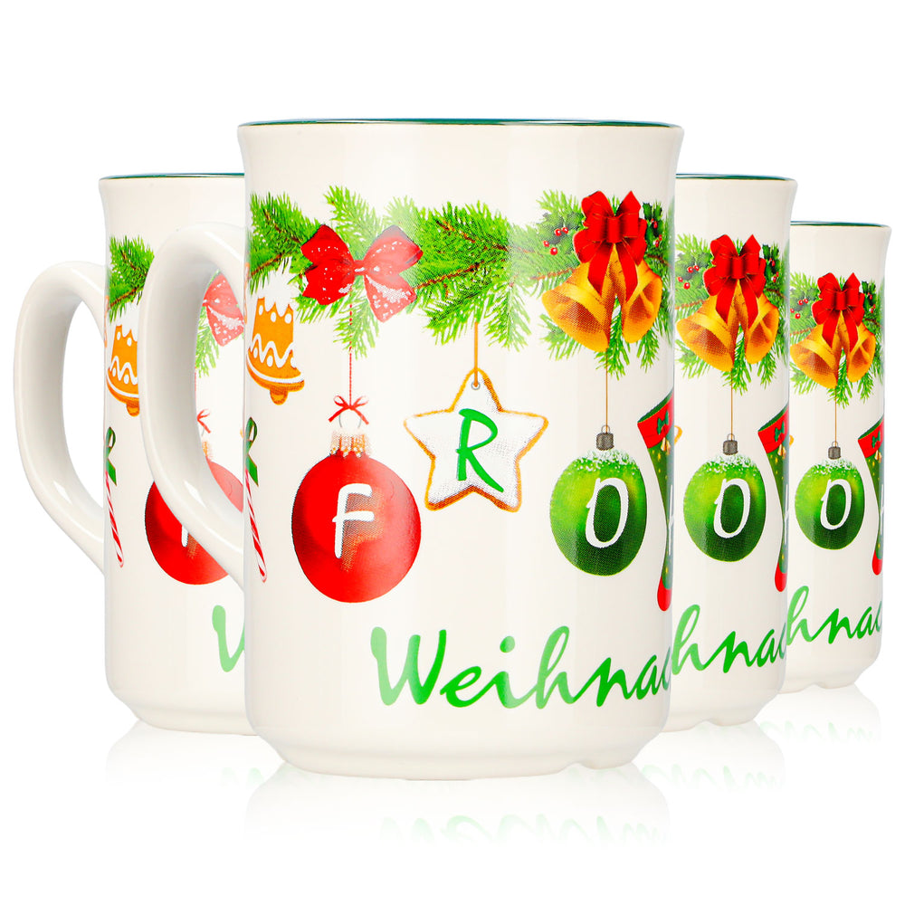 4 Mohaba Glühweinbecher Form 9000 Weihnachtsgirlande Frohe Weihnachten chamonix 0,2l geeicht