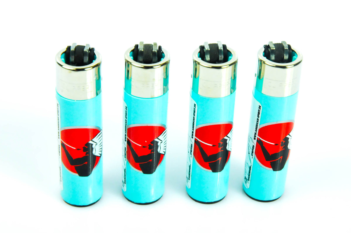 4x American Spirit Tabak Feuerzeug Lighter Classic Large Blau reusable Clipper – Ansicht 2