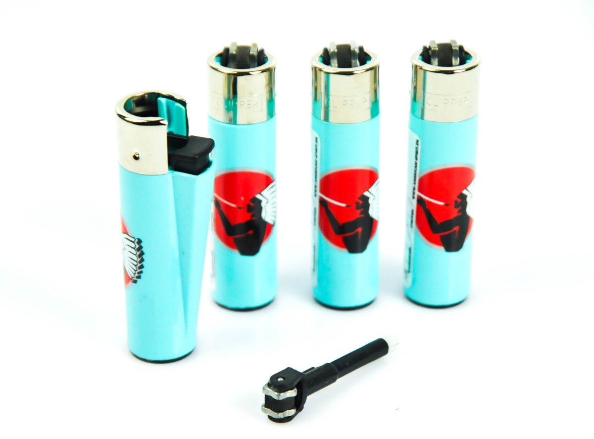 4x American Spirit Tabak Feuerzeug Lighter Classic Large Blau reusable Clipper – Ansicht 3