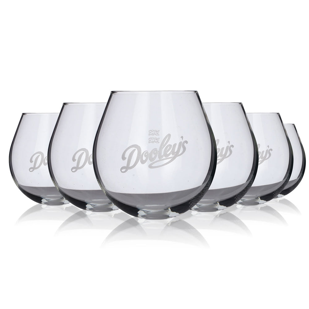 4x Dooleys Toffee XXL Glas Likörglas Kugelglas Tipper 2cl/4cl weiße Schrift