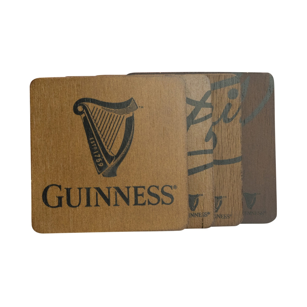4x Guinness Bier Untersetzer Holz Glaser Schoner Tisch Bierdeckel edel Bar Deko