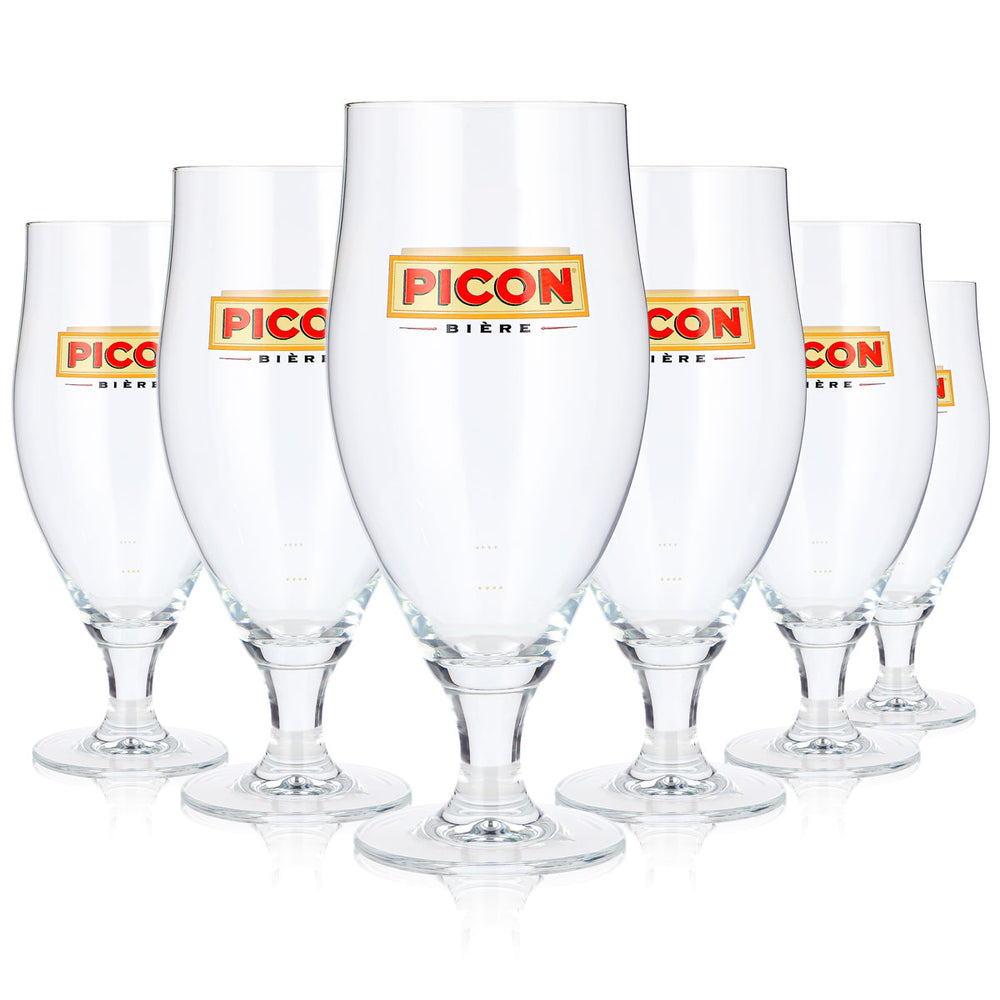 4x Picon Bier Glas 0,63l Pokal Biere Gelbes Logo (4er Set)