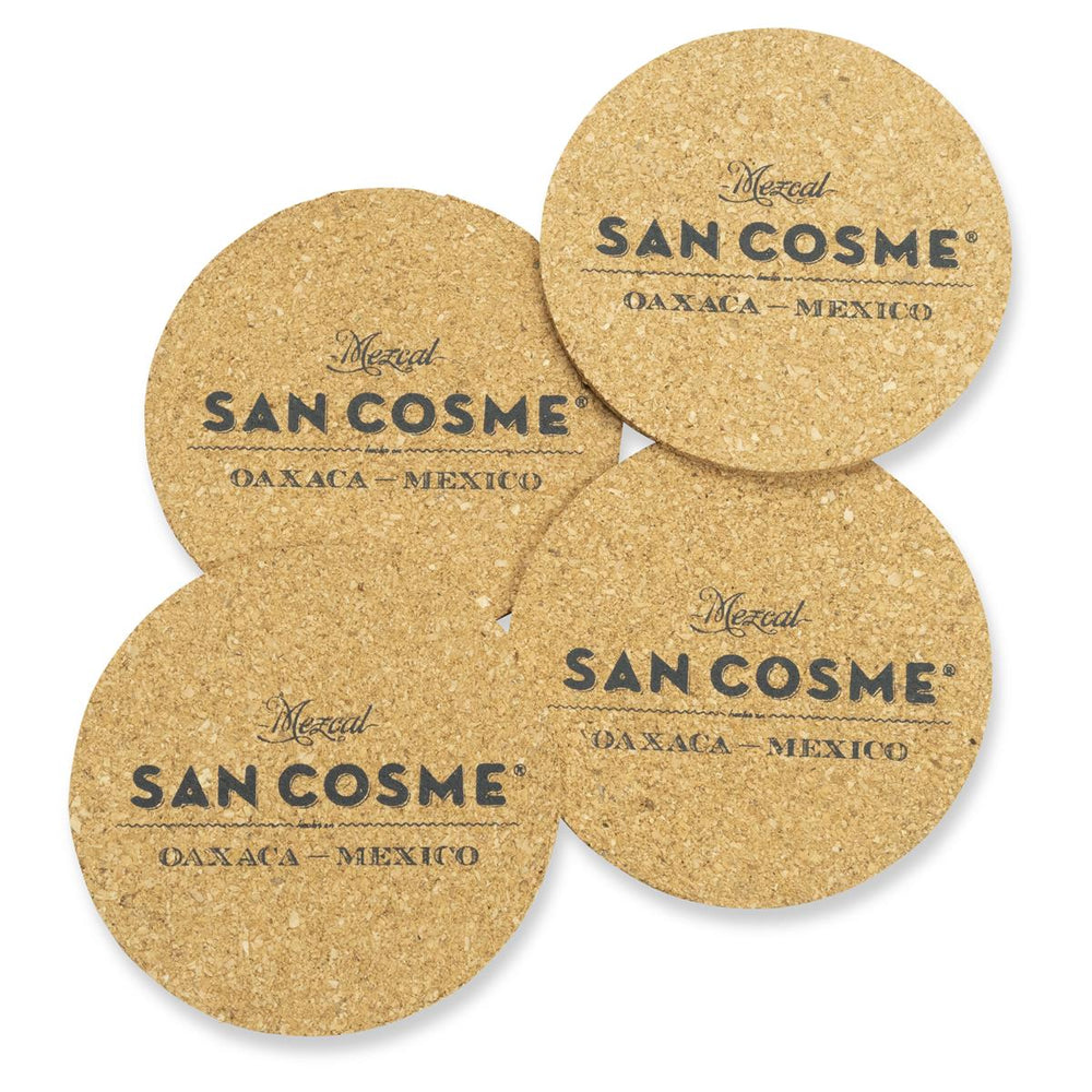 4x San Cosme Mezcal Untersetzer Kork rund