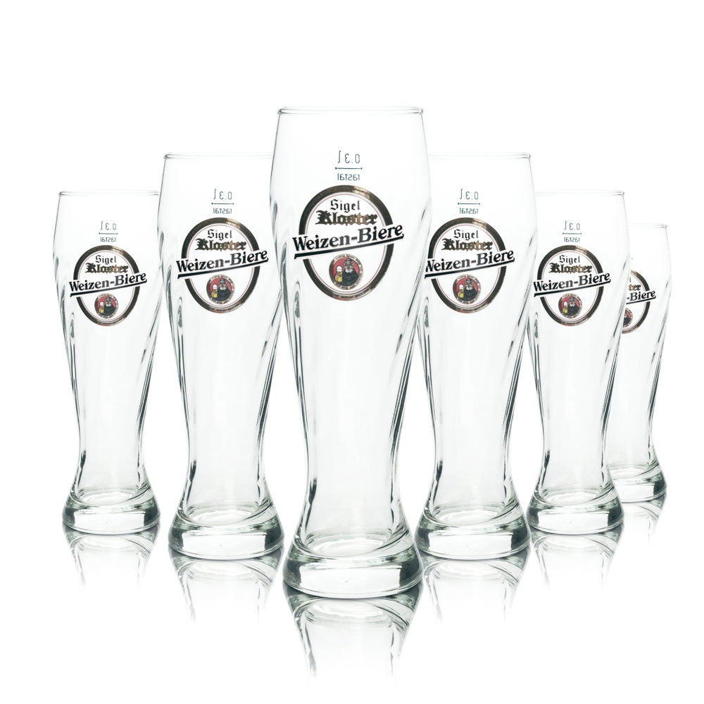 4x Sigel Kloster Bier Glas 0,3l Weißbier Ruhr Kristall Weizen Hefe Gläser Beer