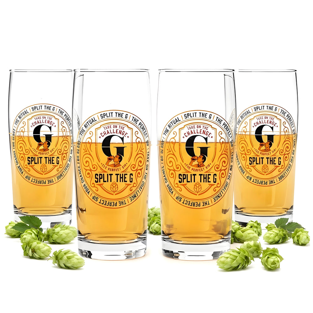 4x Sipply Bierglas SPLIT THE G The Perfect SIP 0,5l Der Social-Media-Trend