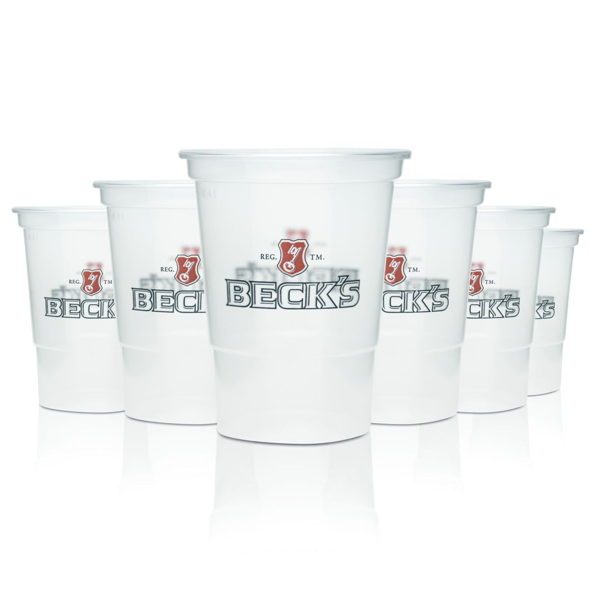 58x Becks Bierglas 0,4l Kunststoff Einwegbecher Bierbecher Gläser Plastik