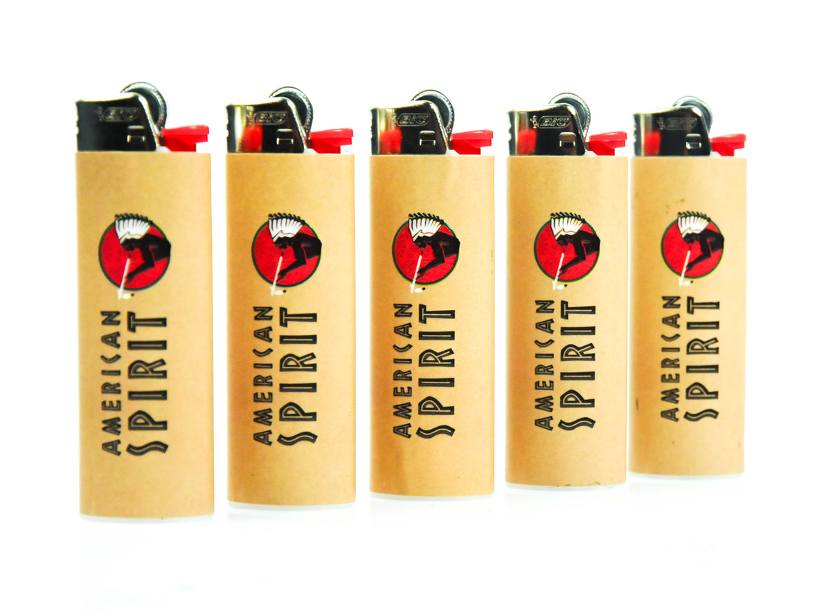 5x American Spirit Tabak Feuerzeug Lighter Reibrand Beige BIC Maxi – Ansicht 2
