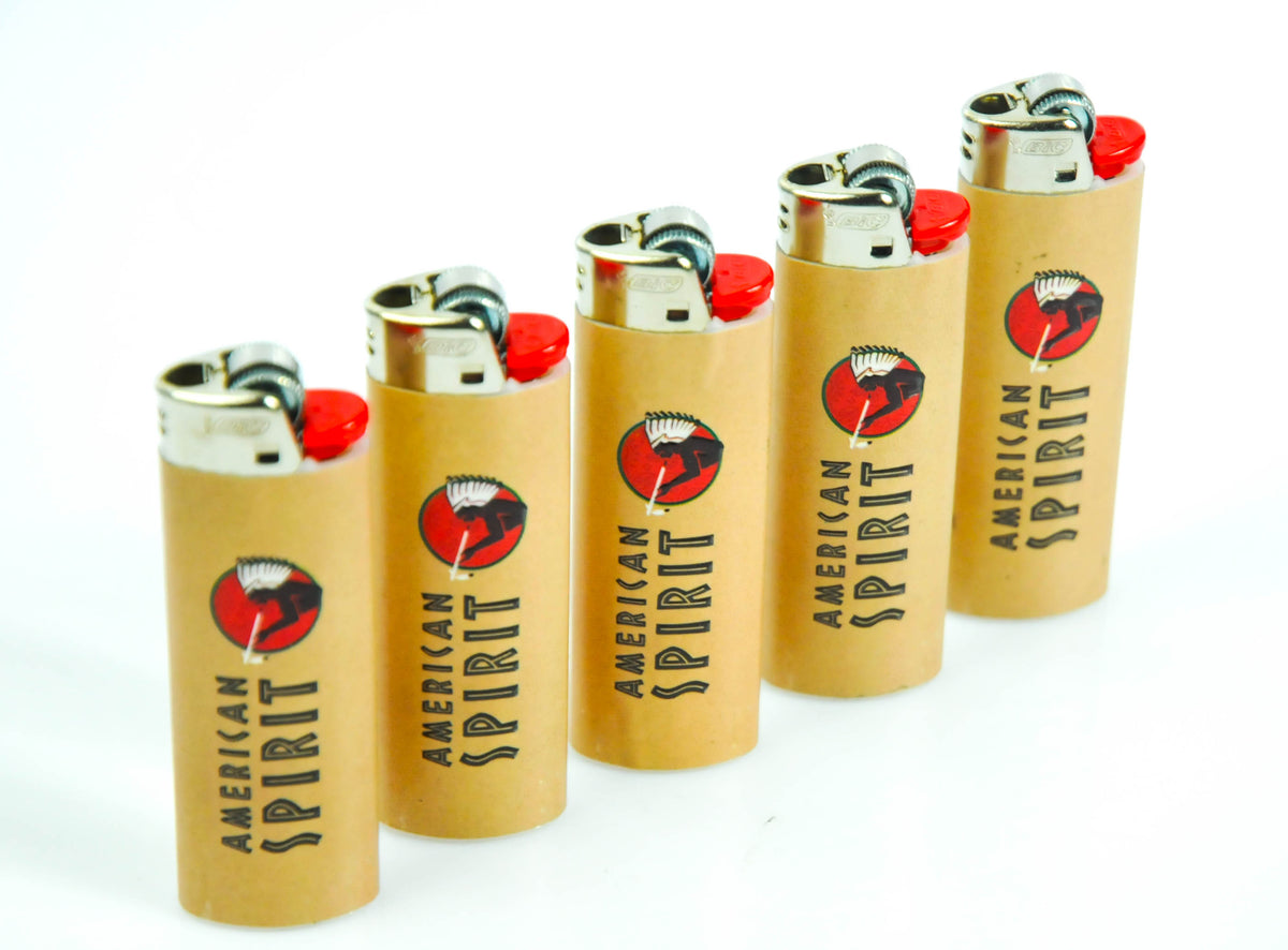 5x American Spirit Tabak Feuerzeug Lighter Reibrand Beige BIC Maxi – Ansicht 3