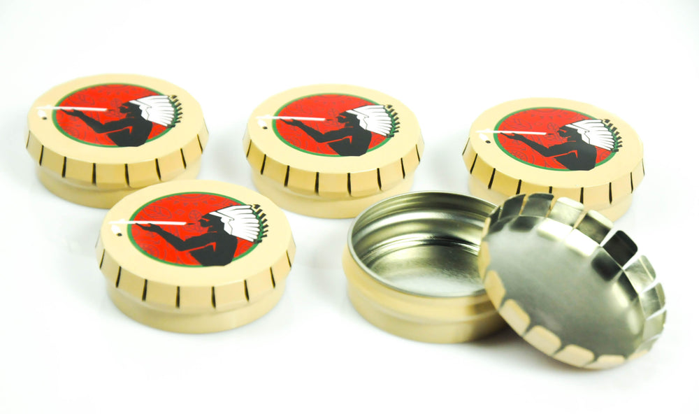5x American Spirit Zigaretten Aschenbecher Strandascher Blechdose Mini Beige