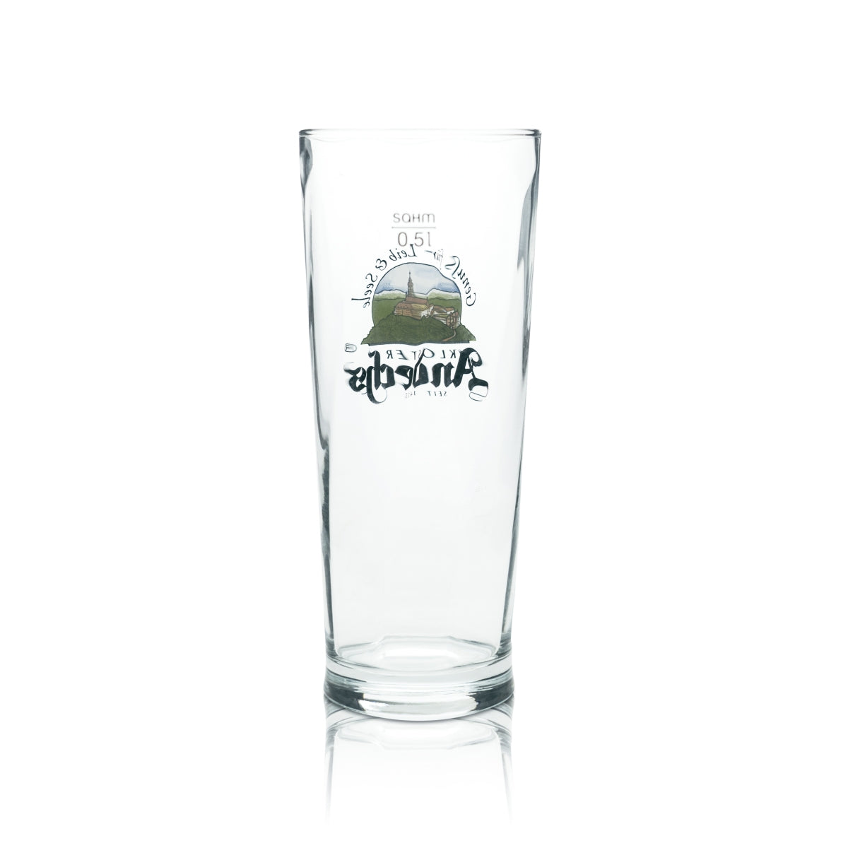 6 Andechs Bier Glas Becher 0,5l Logo Sahm neu – Ansicht 4