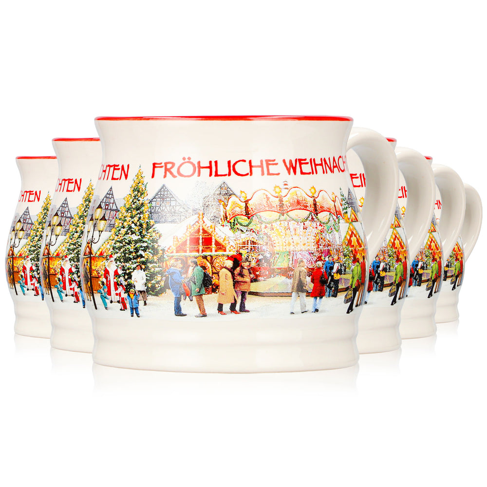 6 Mohaba Glühweinbecher Punschtöpfchen Fröhliche Weihnachten chamonix 0,2l geeicht