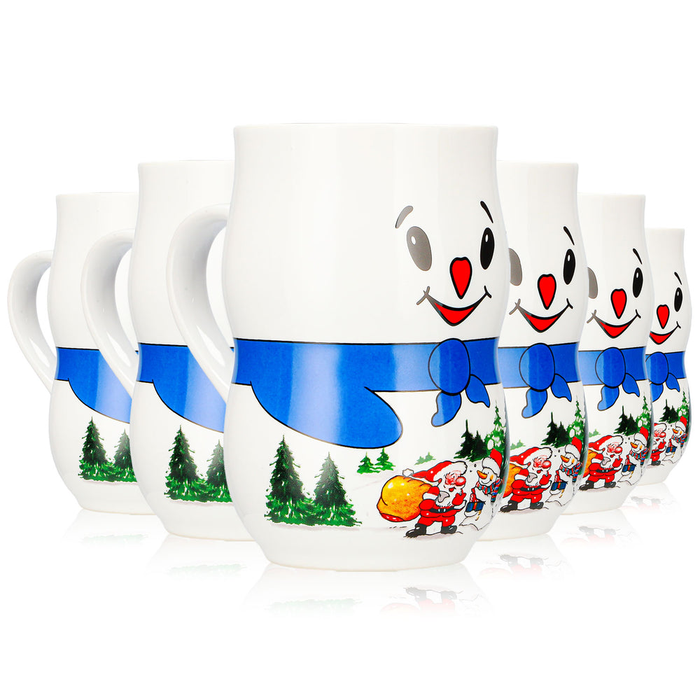 6 Mohaba Glühweinbecher Schneemann-Tasse Iceman Weihnachtsmann weiß 0,2l geeicht