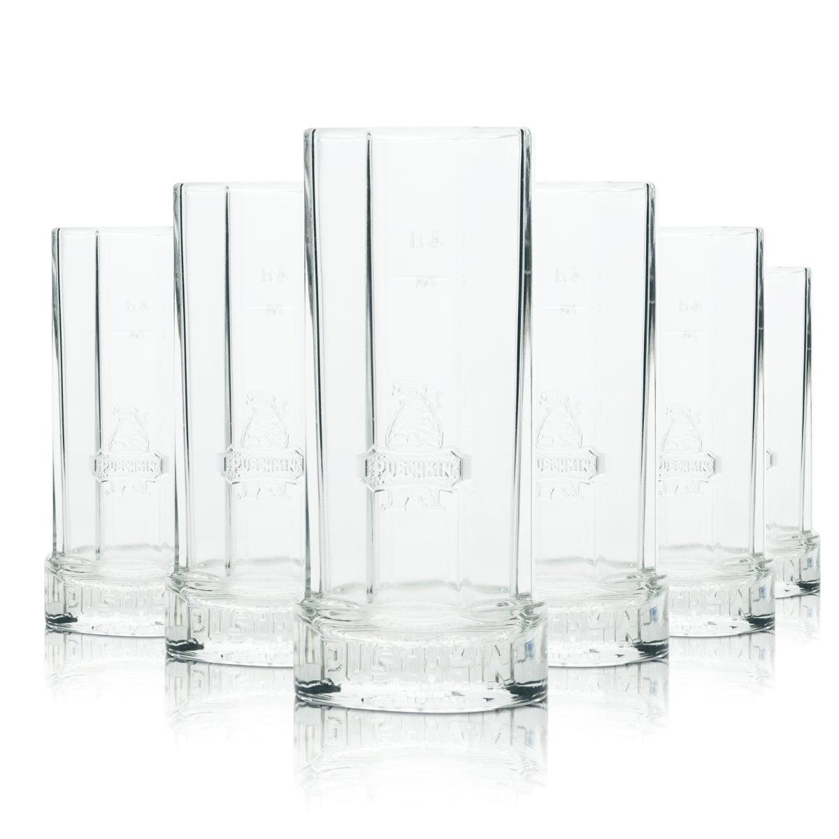 6 Puschkin Wodka Glas 8 eckig 2/4 cl Stamper neu