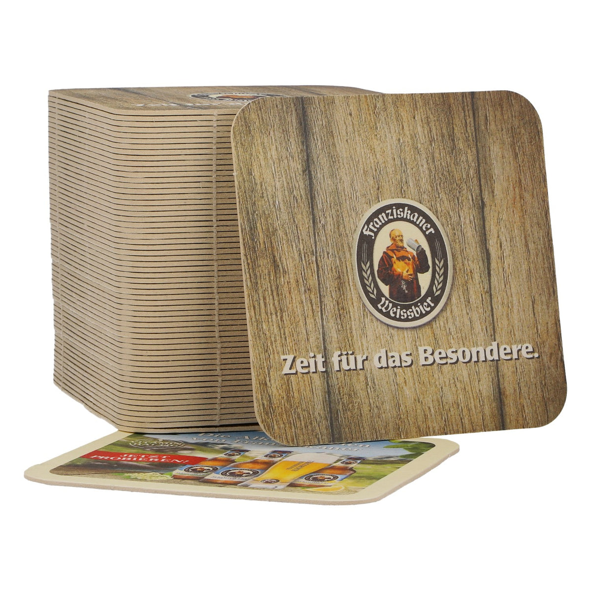 60x Franziskaner Bierdeckel 9,5x9,5 cm "Die Alkoholfreien von Franziskaner"