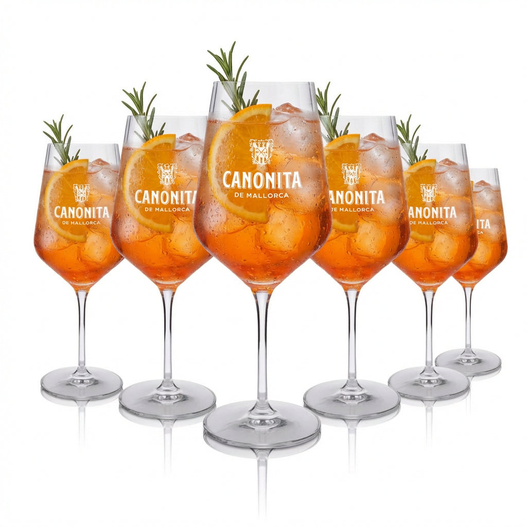 6er Set Canonita de Mallorca Glas 0,57l – Stielglas für Aperitif & Likör Spritz