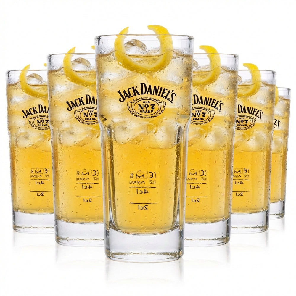 6er Set Jack Daniels Glas 0,34l – Longdrinkglas neues Flügel-Logo, stapelbar