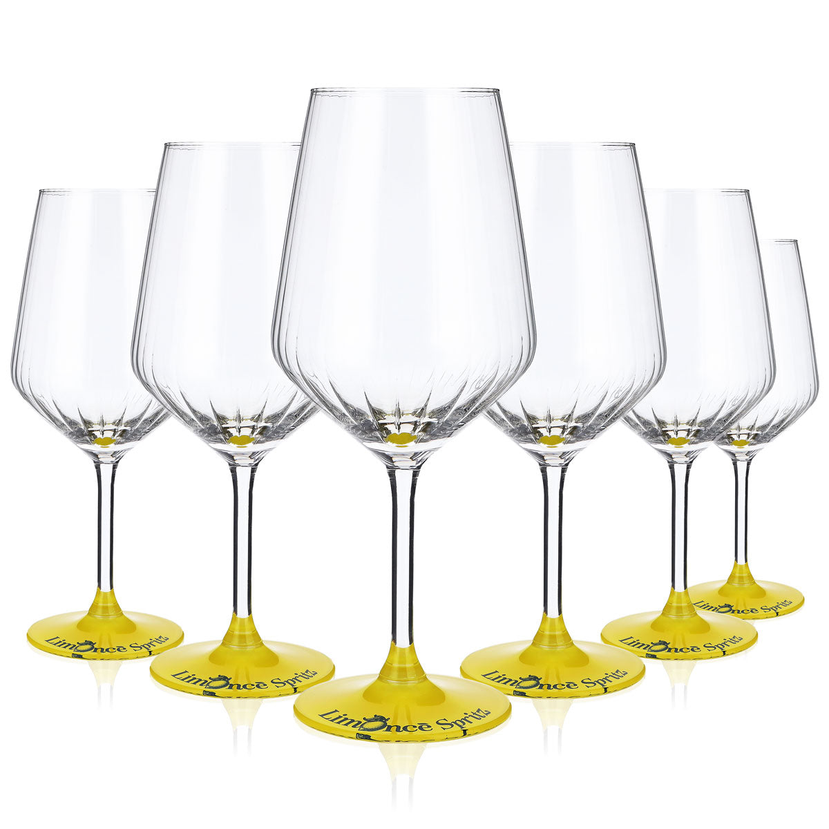 6er Set Limonce Limoncello Glas 0,52l – Reliefglas mit gelbem Boden & Logodruck – Ansicht 5
