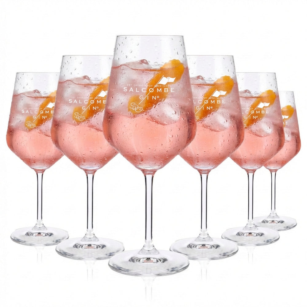 6er Set Salcombe Gin Glas 0,52l – Aperitifglas mit zarter Rosé-Tönung
