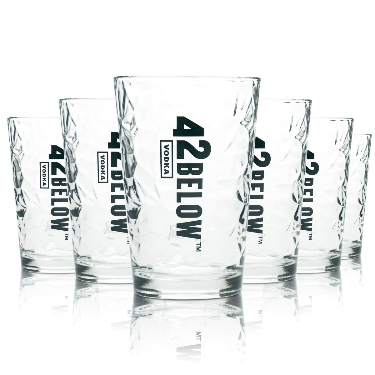 6x 42 Below Vodka Glas 0,4l Longdrink Gläser Relief Kontur Cocktail Tumbler Ice