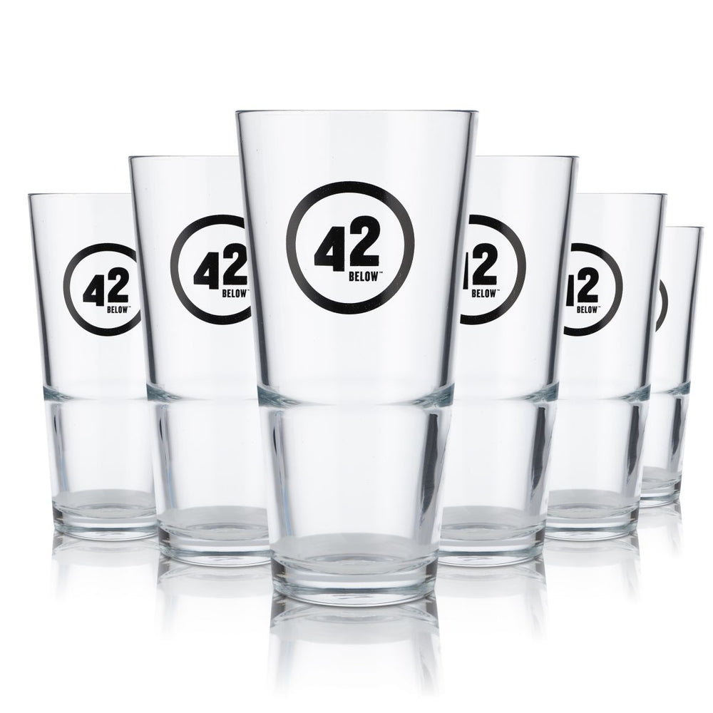6x 42Below Glas 0,376l Vodka Becher Longdrinkglas Cocktail Gläser Set Gastro
