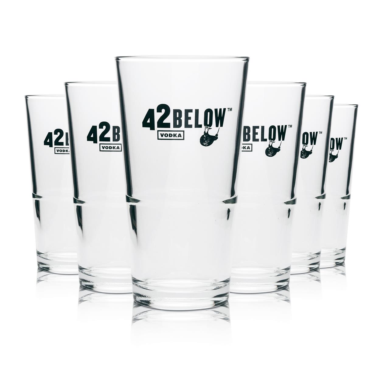 6x 42Below Vodka Glas Longdrink stapelbar