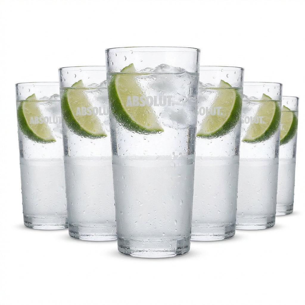 6x Absolut Glas 0,33l Frosted Design Satinierte Gläser Geeicht Longdrinks Cocktails