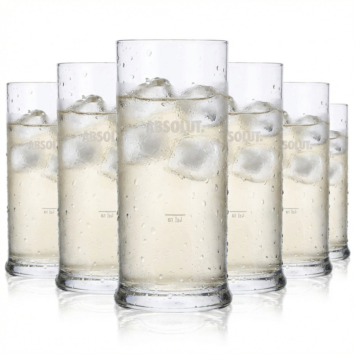 6x Absolut Vodka Glas 0,2l Longdrink Gläser Tumbler breiter Boden Rastal