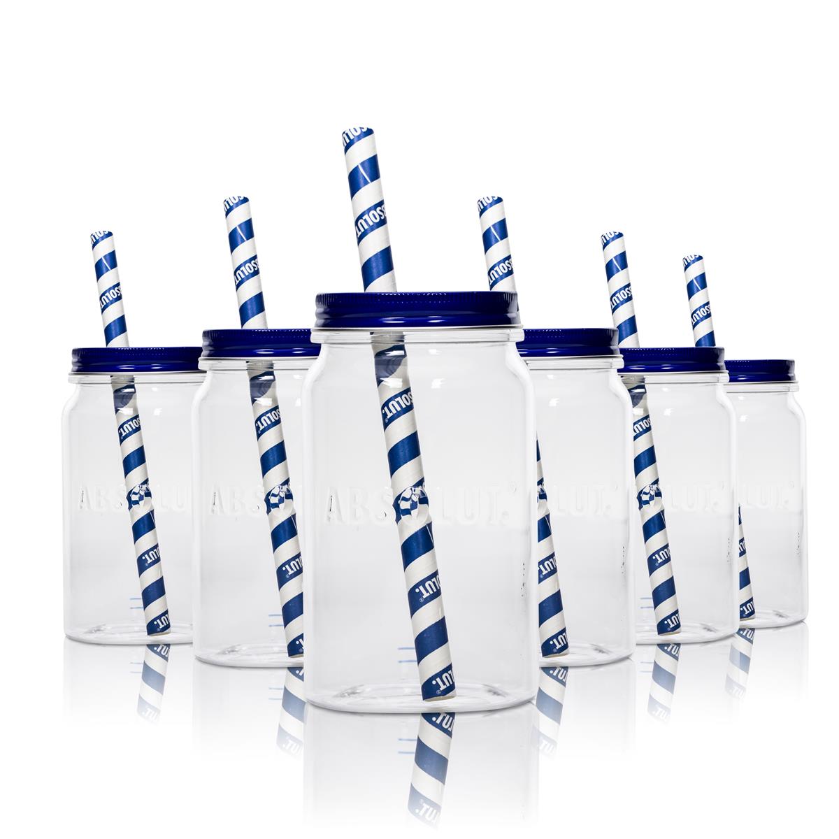 6x Absolut Vodka Glas Plastik Becher mit Deckel