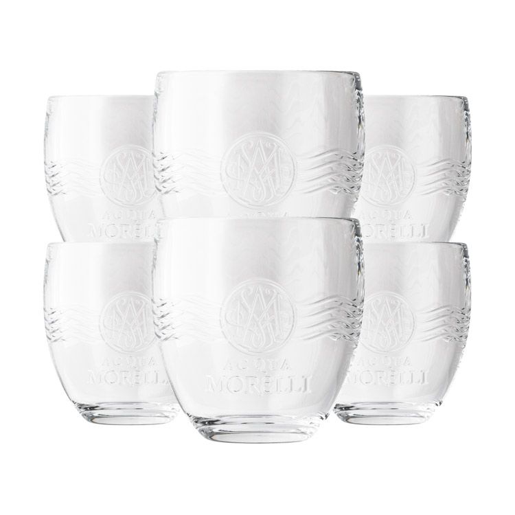 6x Acqua Morelli Wasser Glas 0,25l Tumbler Kontur Premium Gläser Mineral Relief