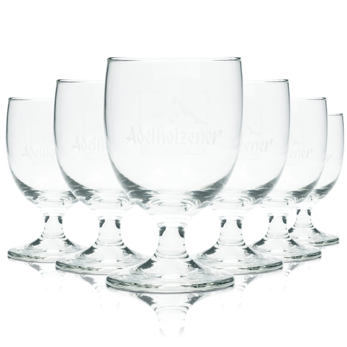 6x Adelholzener Glas 0,2l Pokal Kelch Gläser Mineral Quell Wasser Bayern Sprudel