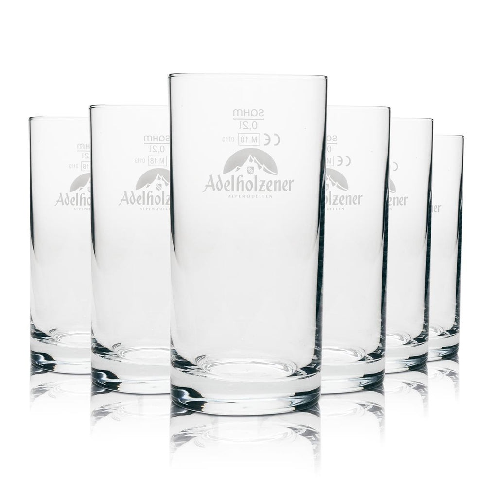 6x Adelholzener Wasser Glas 0,2l Becher Sahm