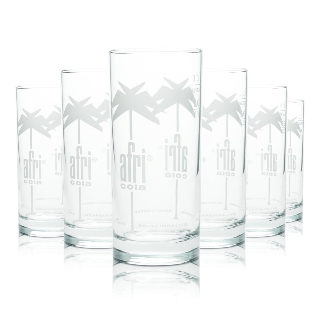 6x Afri Cola Glas 0,3l Becher Füllstrich Eiche Gastro Bar Cocktail Longdrink