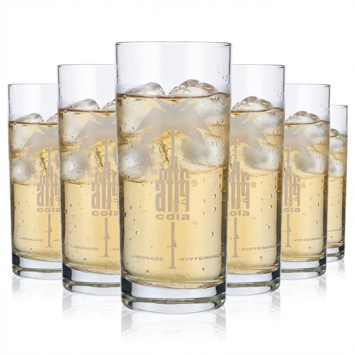 6x Afri Cola Softdrink Glas 0,5l Colagläser Limoglas Weißes Logo