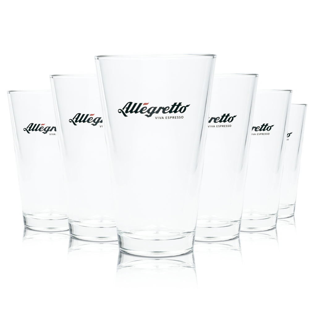 6x Allegretto Kaffee Glas 0,3l Latte Macchiato Becher Gläser Longdirnk Tumbler