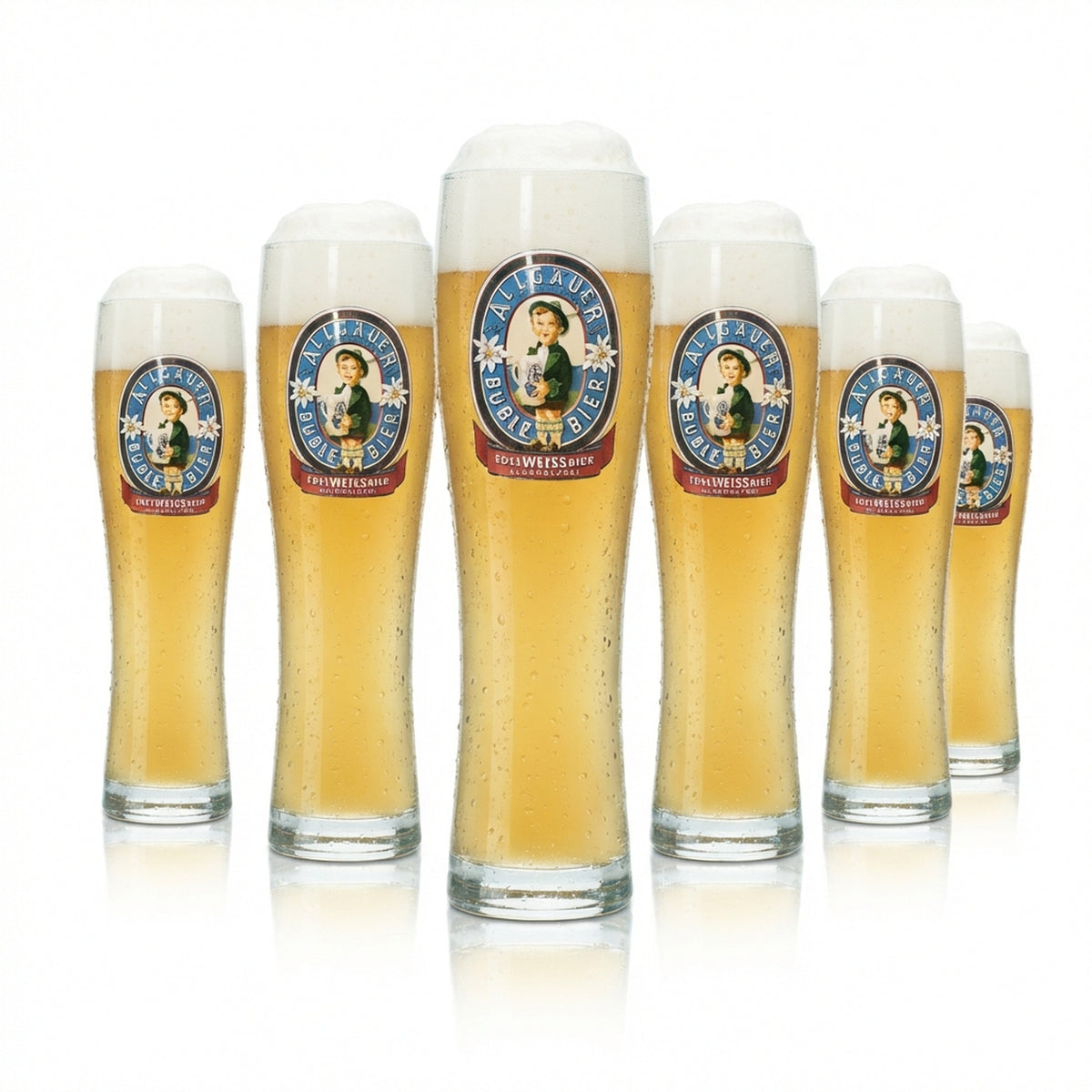 6x Allgäuer Büble Bier Glas 0,5l Weißbier Weizen Alkoholfrei Gläser Hefe Gastro