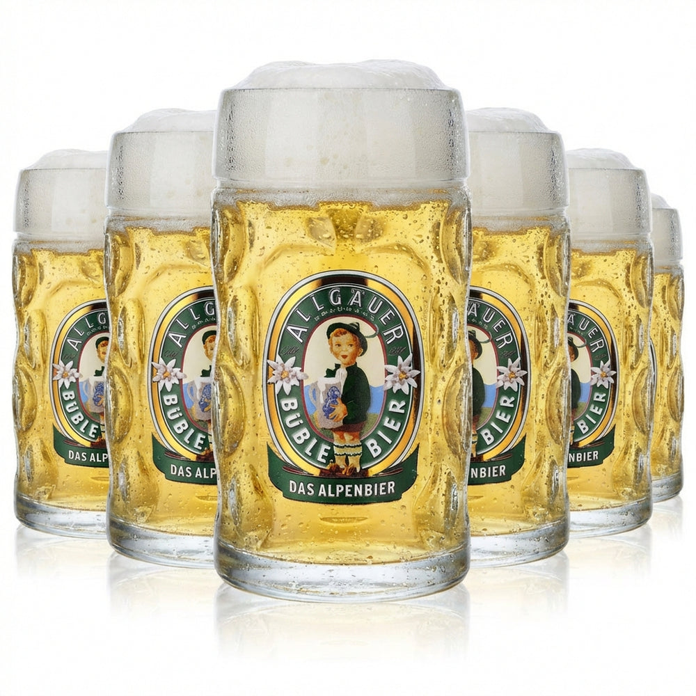 6x Allgäuer Büble Glas 0,5l Festbierkrug Alpenbier Humpen Seidel Gläser Set