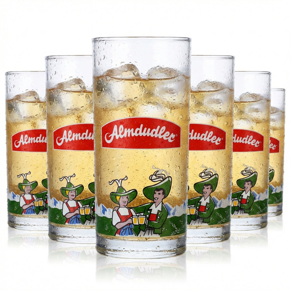 6x Almdudler Softdrink Glas Limoglas Gläser 0,2l Becher Sahm