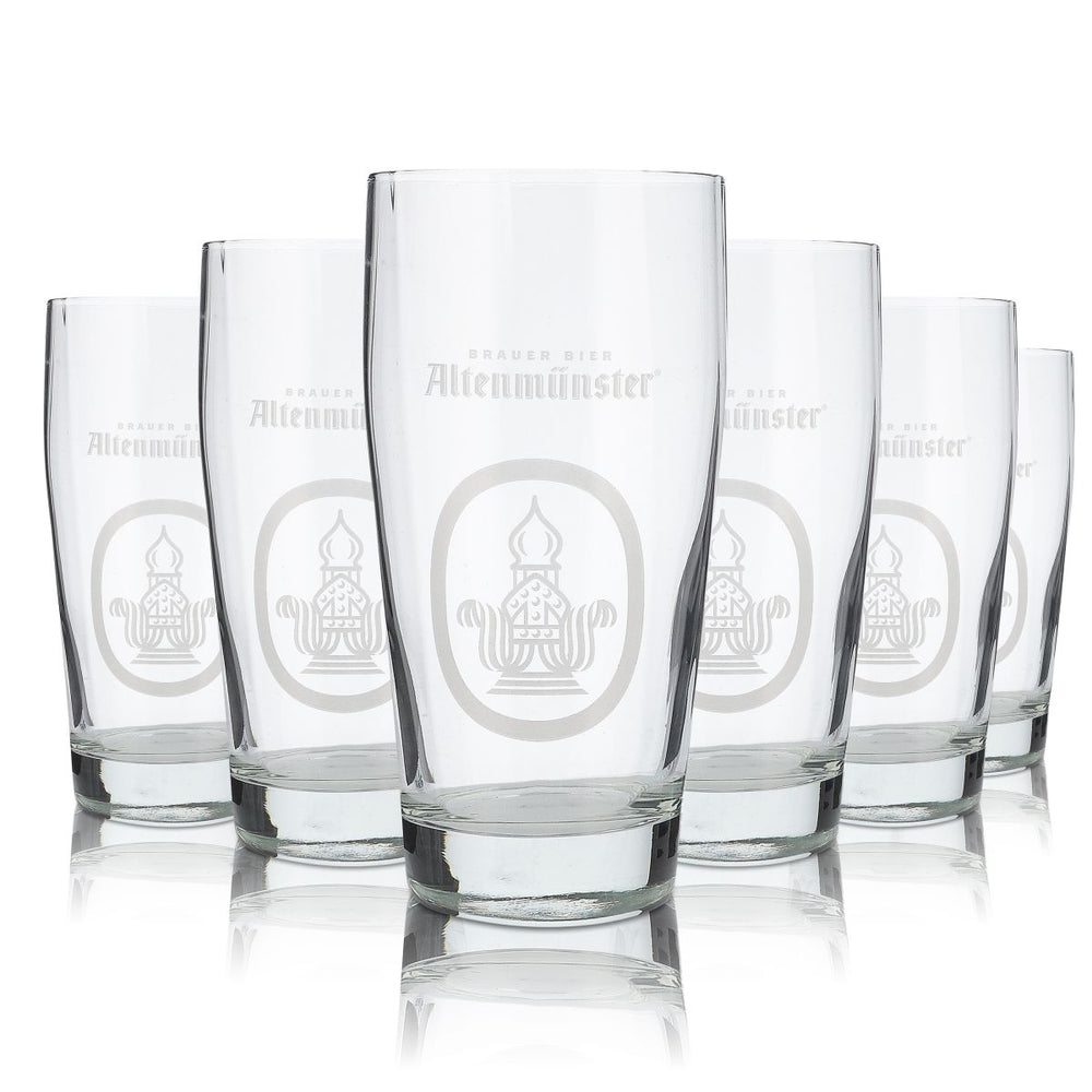 6x Altenmünster Glas 0,5l Bierglas Willi Becher Pokal Reliefschliff Gläser Set