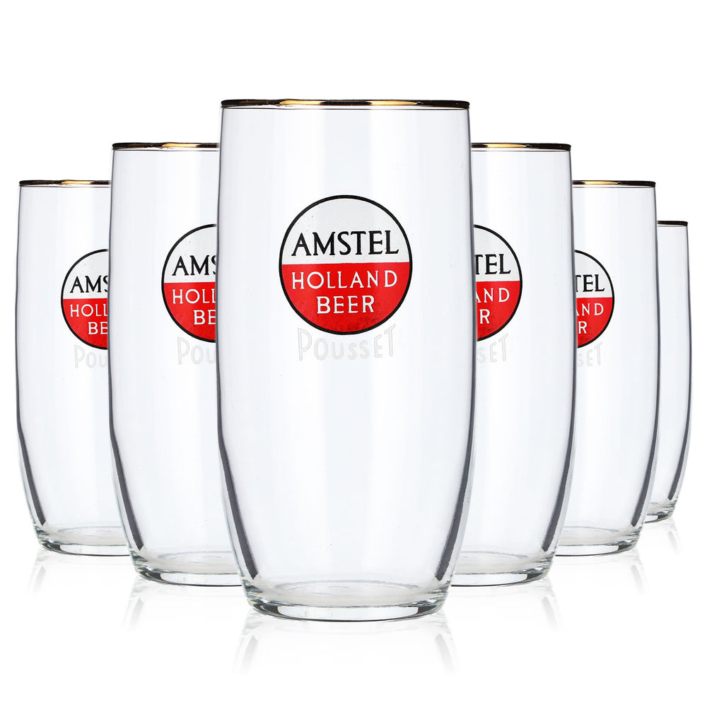 6x Amstel Bier Glas 0,29l Becher Goldrand Bierglas Willibecher Seidel (6er Set)