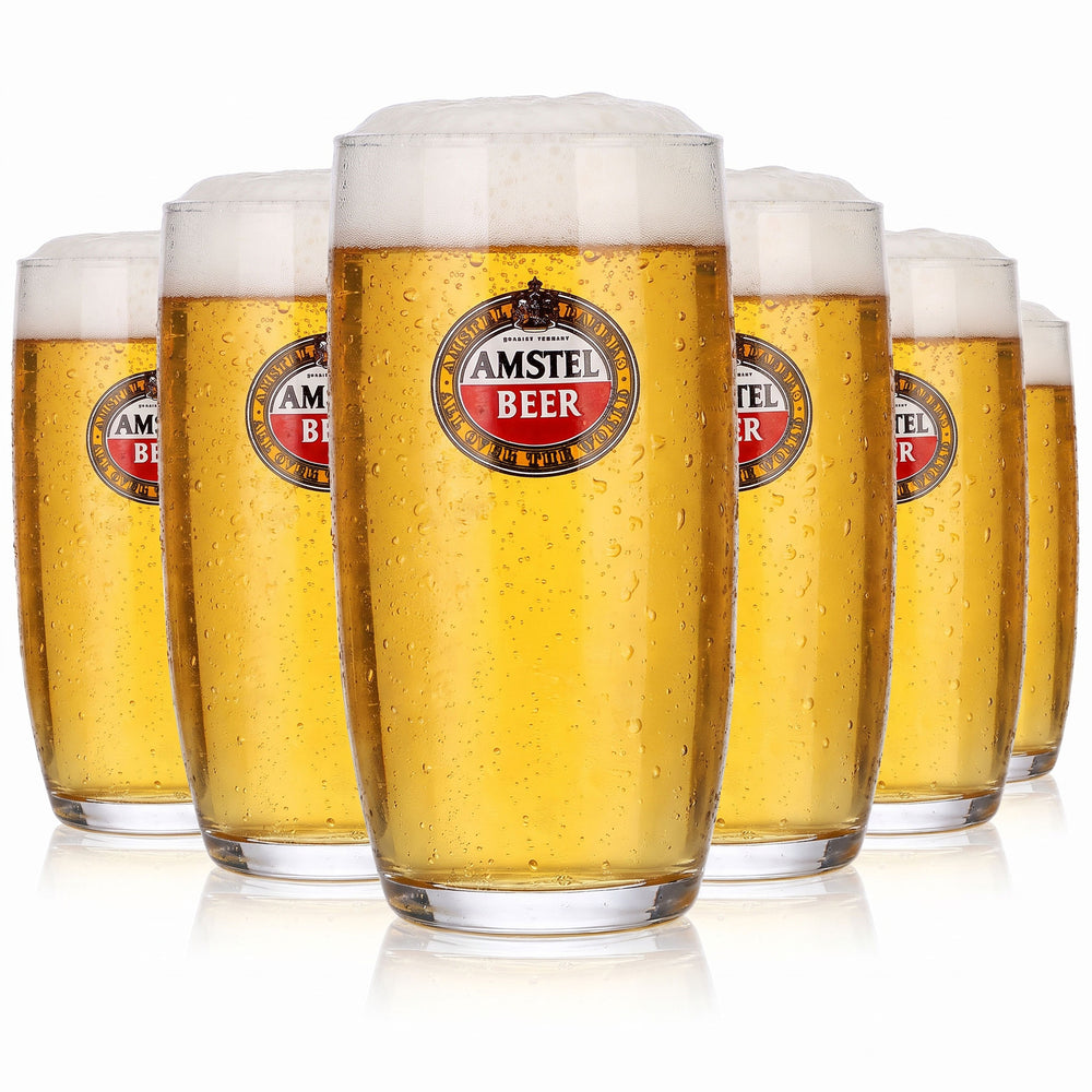 6x Amstel Bier Glas 0,33l Biergläser Becher gerade Ausführung Goldrand (6er Set)