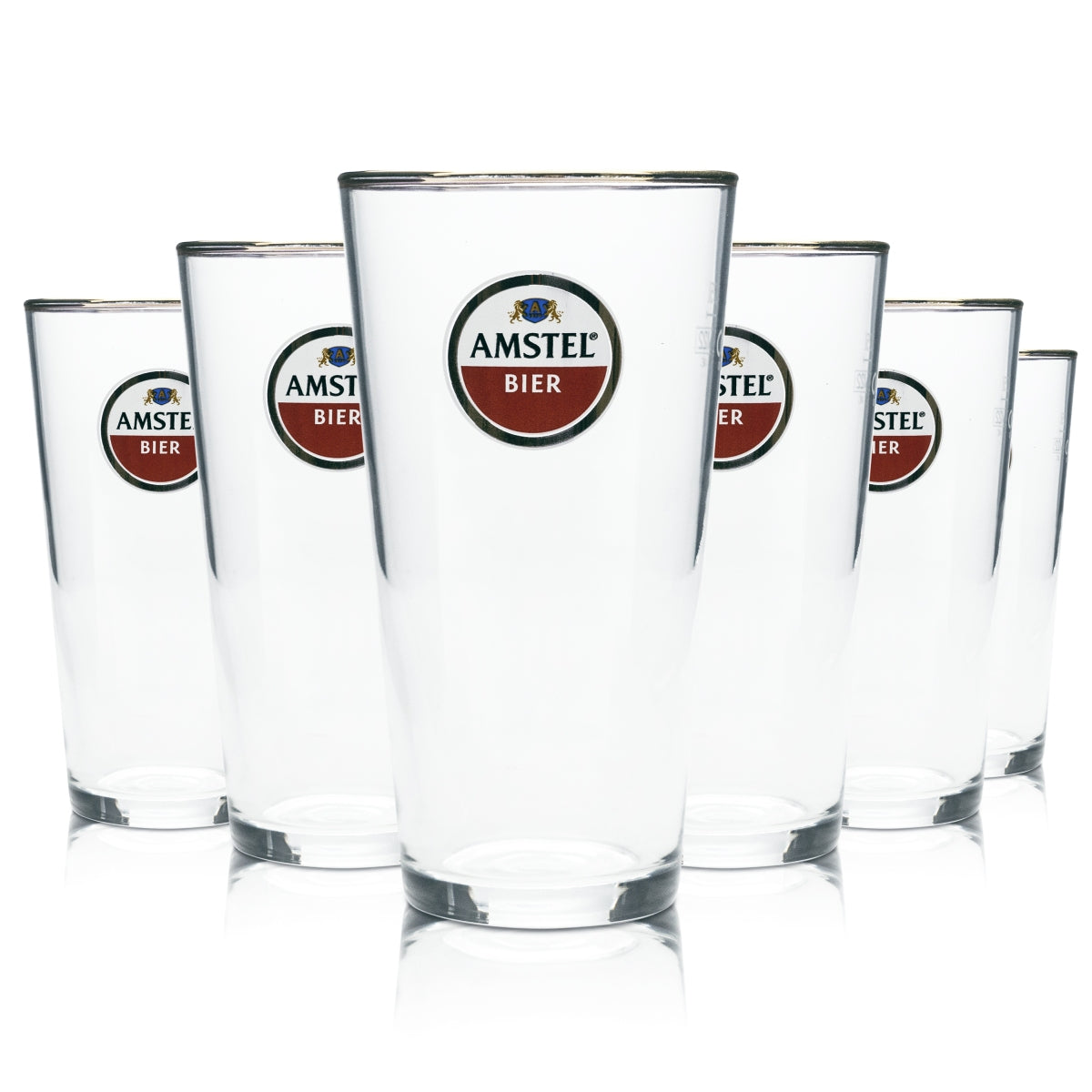 6x Amstel Glas 0,25l Bier Becher Goldrand Gläser Gastro Bar Kneipe Mug Cup Beer