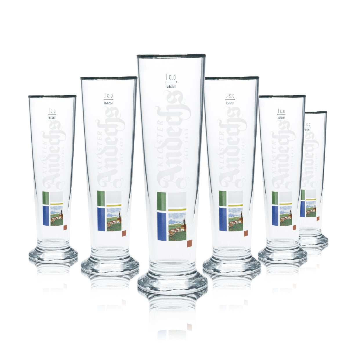 6x Andechs Bier Glas 0,3l Stange Becher Pokal Gläser Kloster Brauerei Gastro Bar