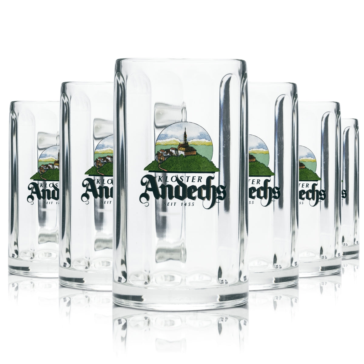 6x Andechs Bier Glas 0,4l Krug Humpen Seidel Kontur Gläser Brauerei Gastro Beer