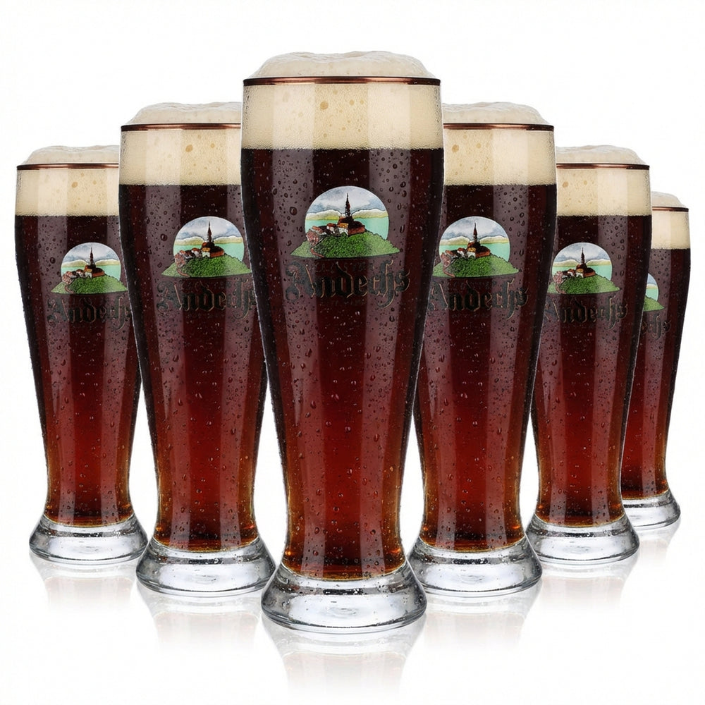 6x Andechs Bier Glas 0,5l Biergläser Gläser Weißbierglas Silberrand