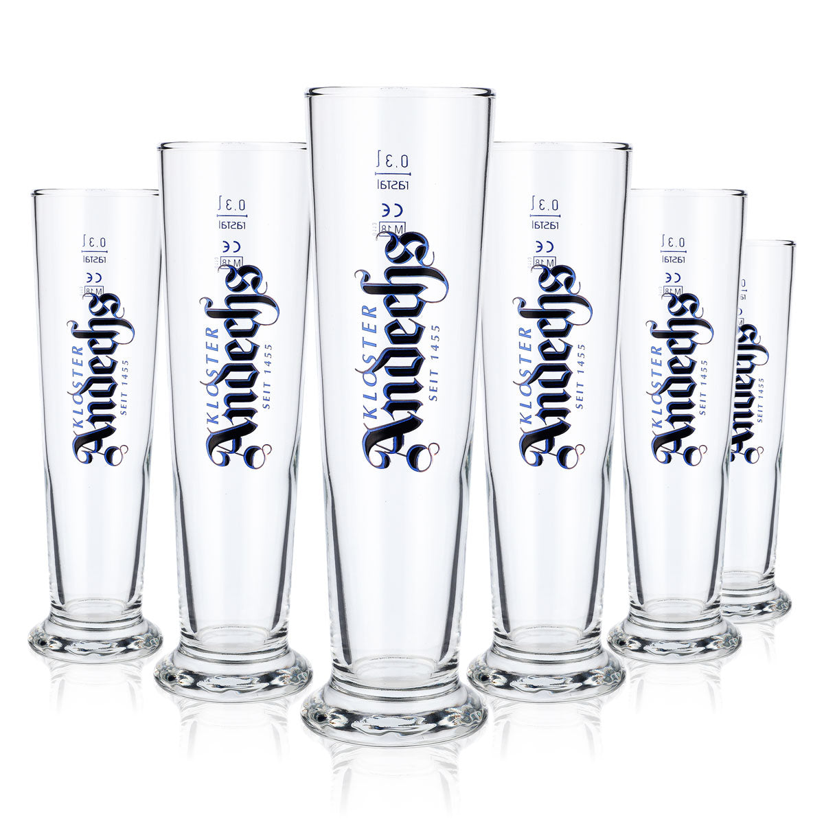 6x Andechs Bierglas 0,3l Biergläser Pokalglas Logo Senkrecht – Ansicht 5