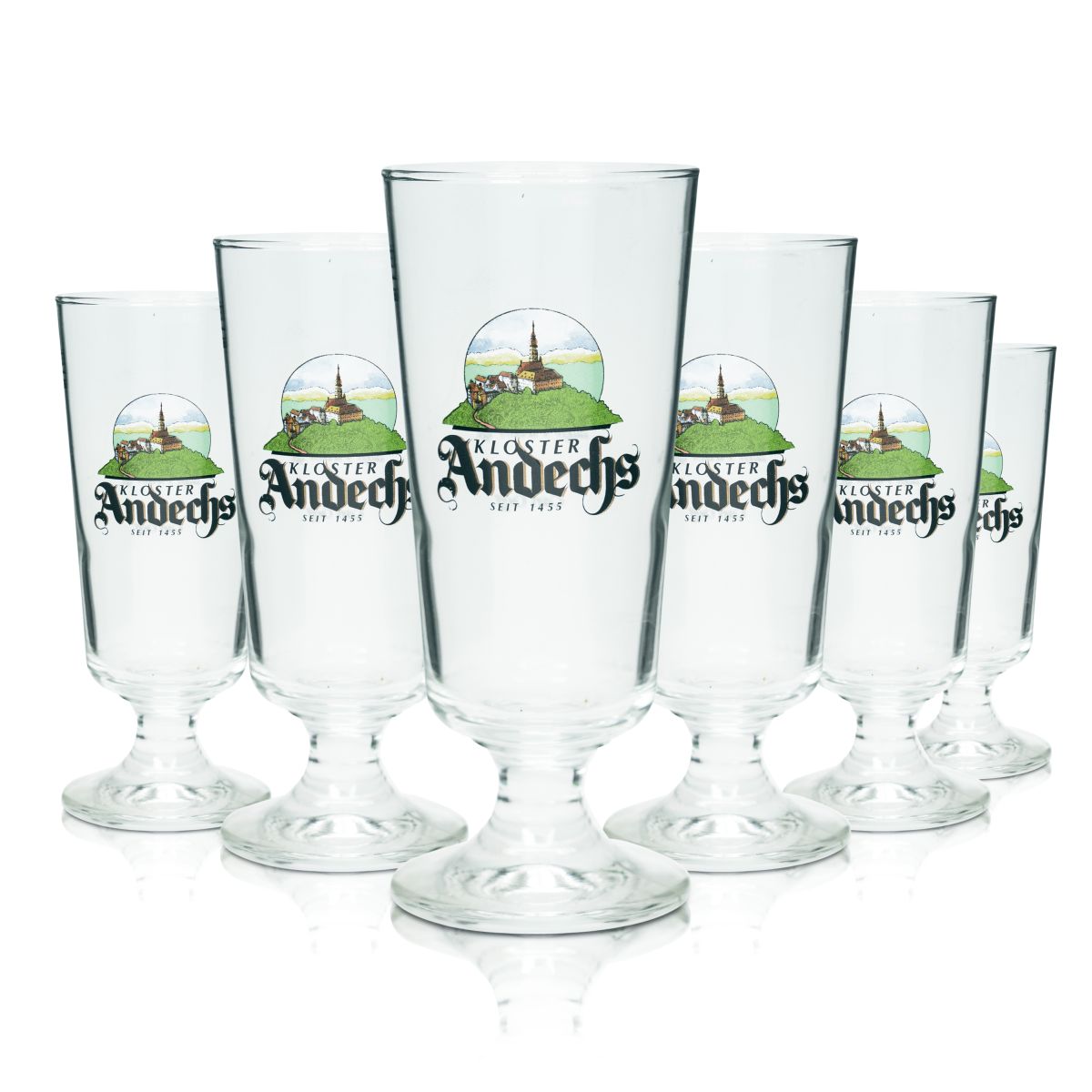 6x Andechs Bierglas 0,3l Pokal Tulpe Gläser Brauerstutzen Brauerei Gastro Eiche