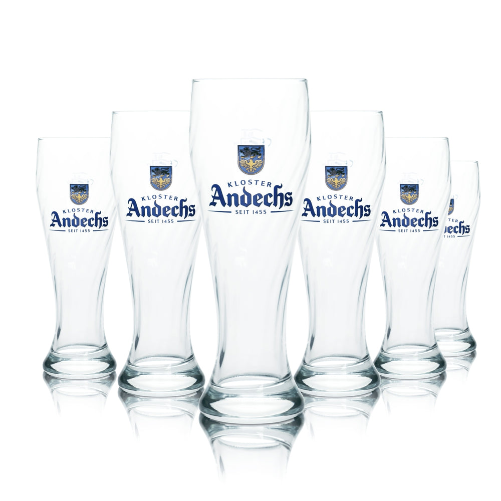 6x Andechs Glas 0,5l Weißbier Hefe Kristall Weizen Gläser Kloster Bier Brauerei