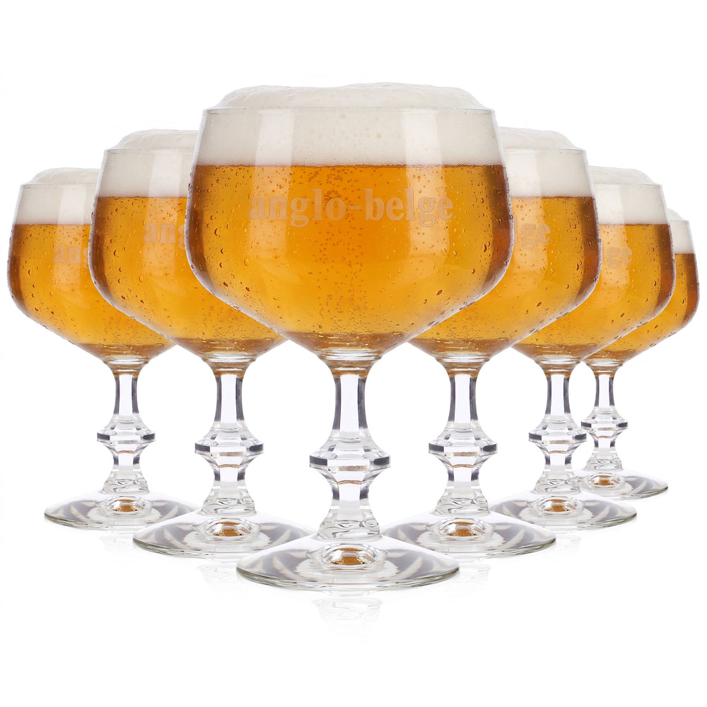 6x Anglo-Belge Bier Glas 0,36l Ballonglas Pokal Weißer Schriftzug Gin (6er Set)