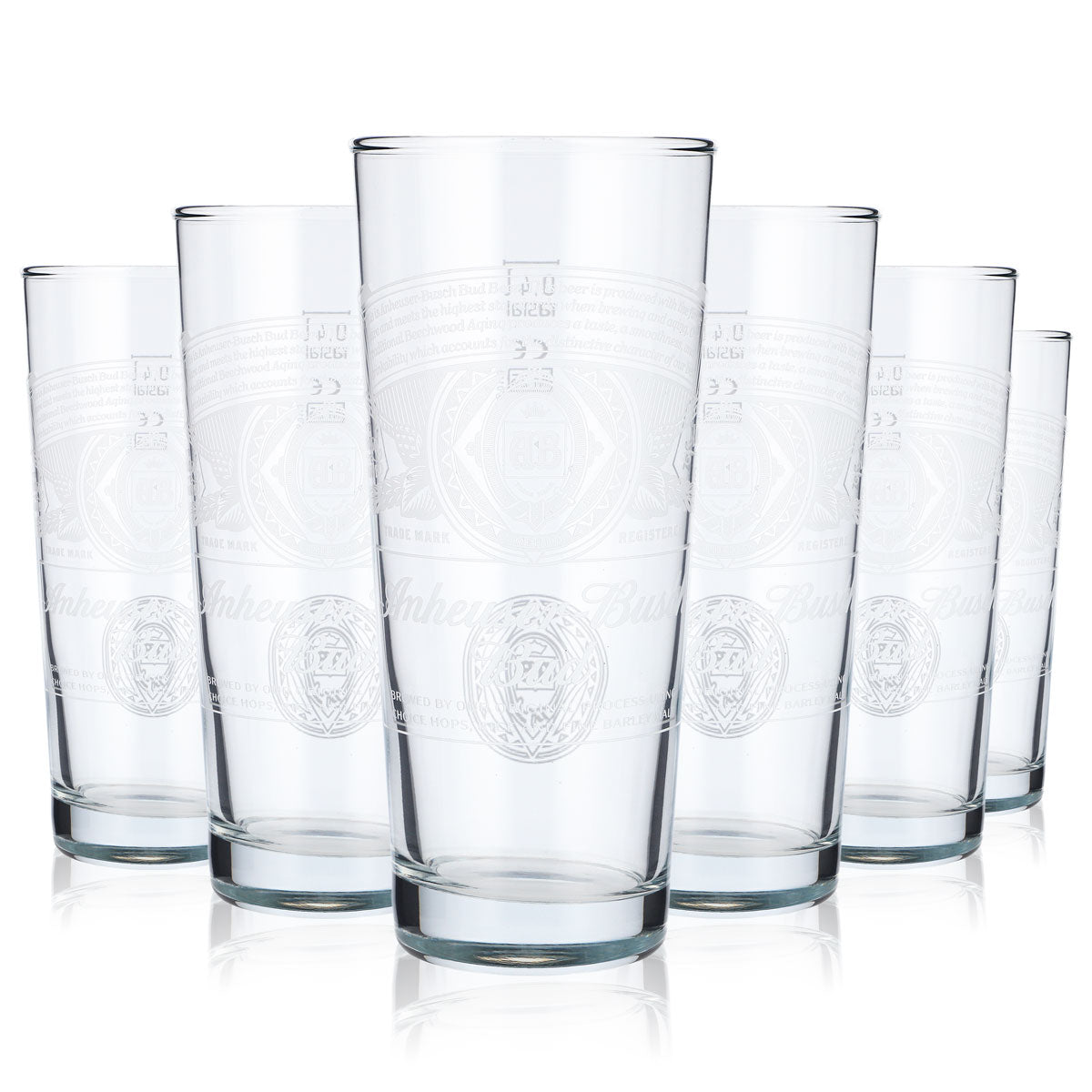 6x Anheuser-Busch Bud Bier Glas 0,4l Becher weißes Logo Frankonia – Ansicht 5