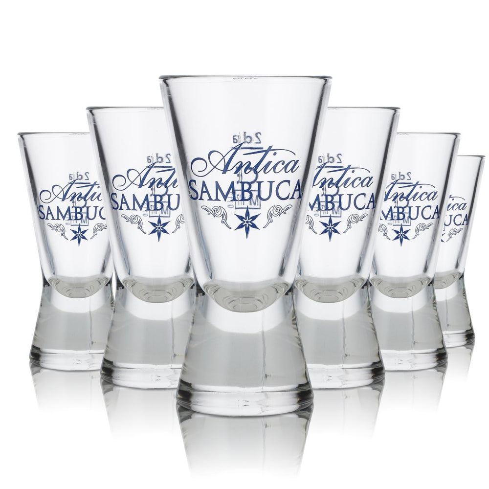 6x Antica Sambuca Glas 2cl Shotglas Stamper Kurze Gläser Set Likör Schnapsglas